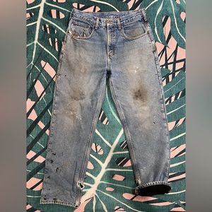 Carhartt 2015 Fleece Lined Distressed Thrashed Workwear Denim Jeans